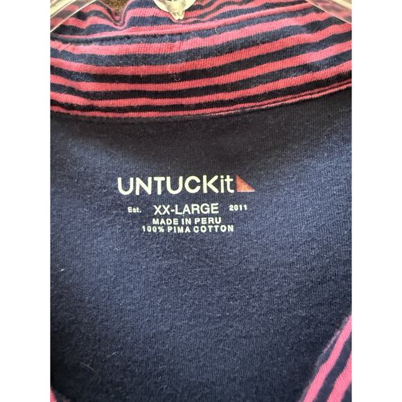 UNTUCKit Polo Shirt Mens XXL 2XL Multicolor Striped Short Sleeve Adult Preppy - Picture 2 of 7